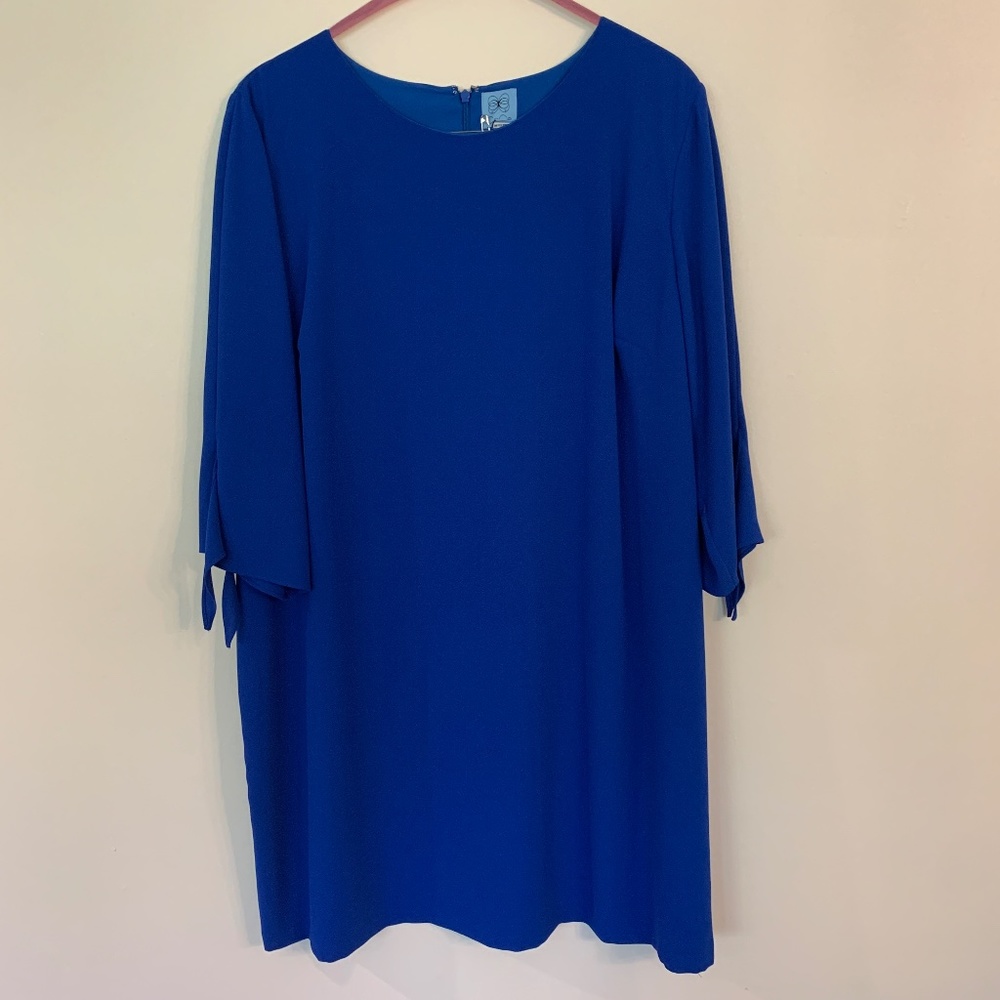 CeCe Royal Blue 3/4 Sleeve Tie Dress - 24W